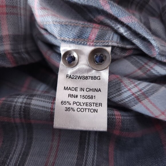 Flag & Anthem Westley Button Shirt Mens 4XLB Plaid Soft Blue Coral Vintage Fit - Picture 10 of 12